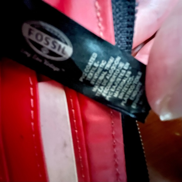 Fossil Coated Canvas Wristlet Colorful Floral Pattern Black Leather Trim Strap - Picture 10 of 11